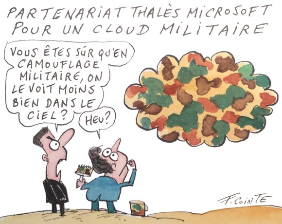 Dessin: Cloud militaire : partenariat entre Thalès et Microsoft